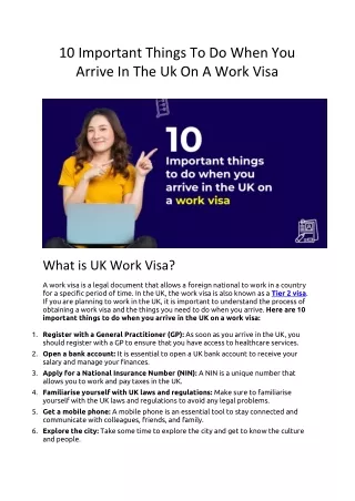 10 important things to do when you arrive