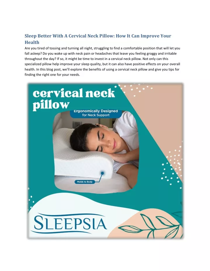 sleep better with a cervical neck pillow