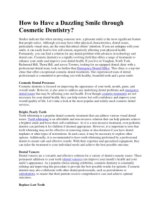 How to Have a Dazzling Smile through Cosmetic Dentistry