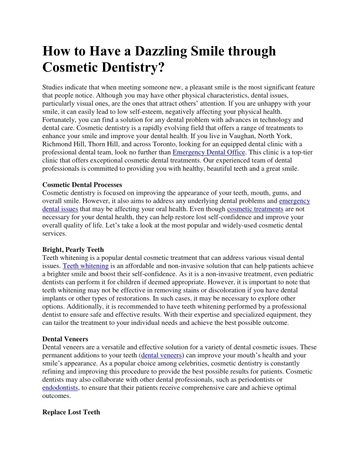 how to have a dazzling smile through cosmetic