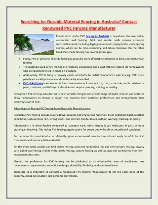 searching for durable material fencing