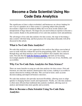 become a data scientist using no code data