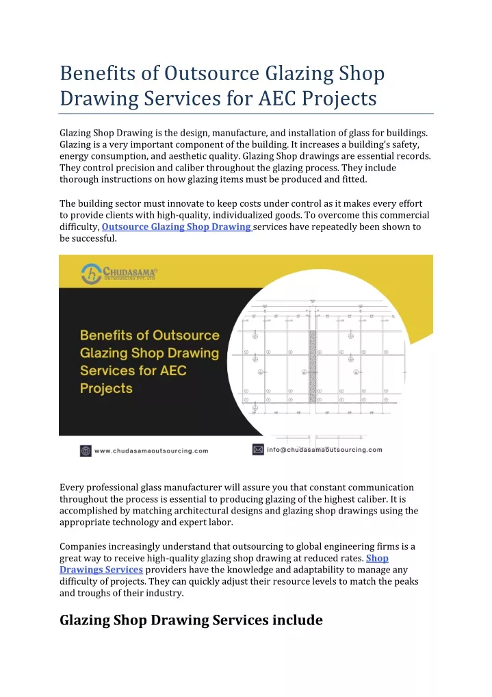 benefits of outsource glazing shop drawing