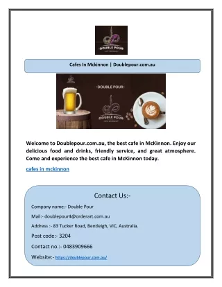 cafes in mckinnon doublepour com au