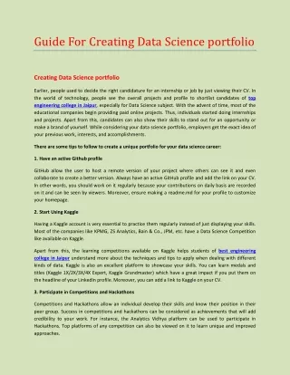 guide for creating data science portfolio