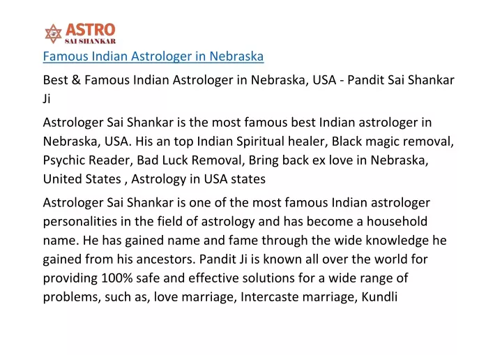 famous indian astrologer in nebraska