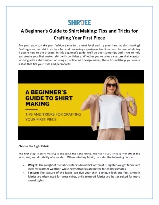 A Beginner's Guide to Shirt Making_Tips and Tricks for Crafting Your First Piece