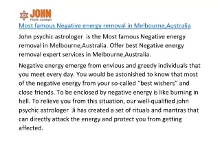 Most famous Negative energy removal in Melbourne