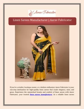 Linen Sarees Manufacturer | Aarav Fabricator
