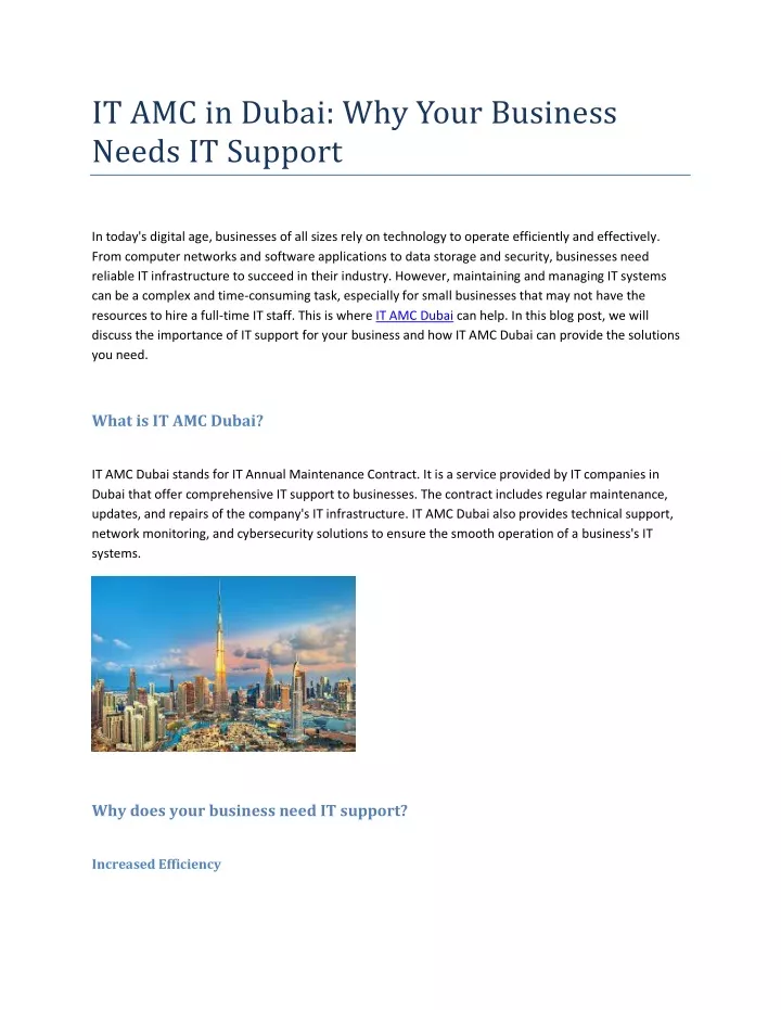 it amc in dubai why your business needs it support