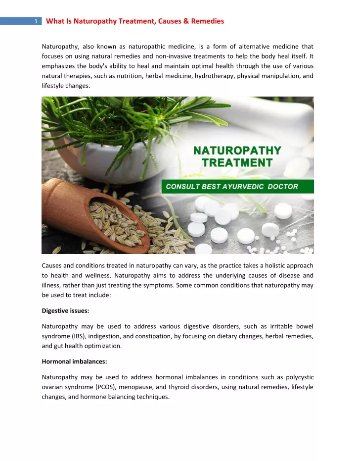 1 what is naturopathy treatment causes remedies