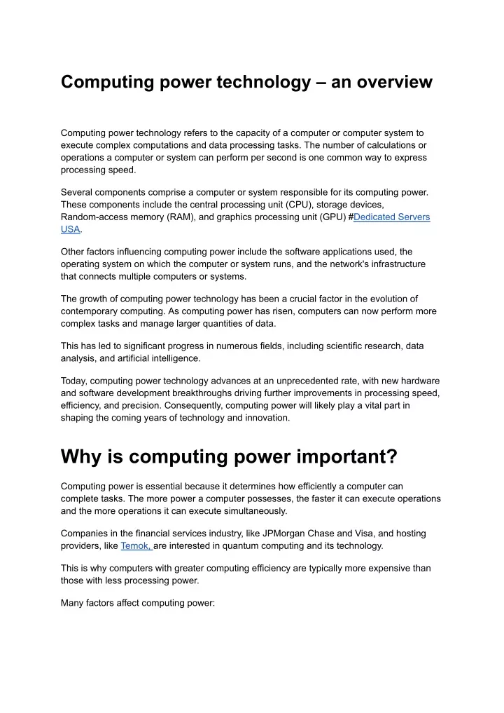 computing power technology an overview