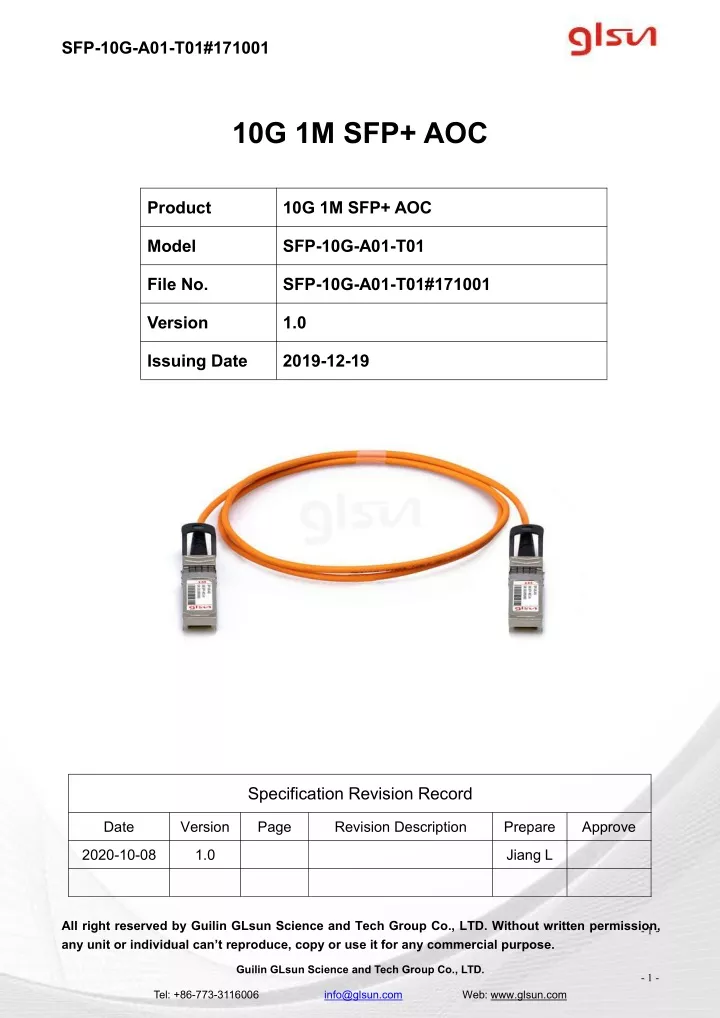 sfp 10g a01 t01 171001