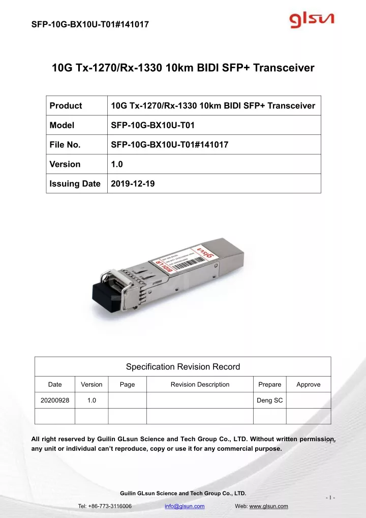 sfp 10g bx10u t01 141017