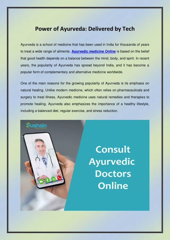 power of ayurveda delivered by tech