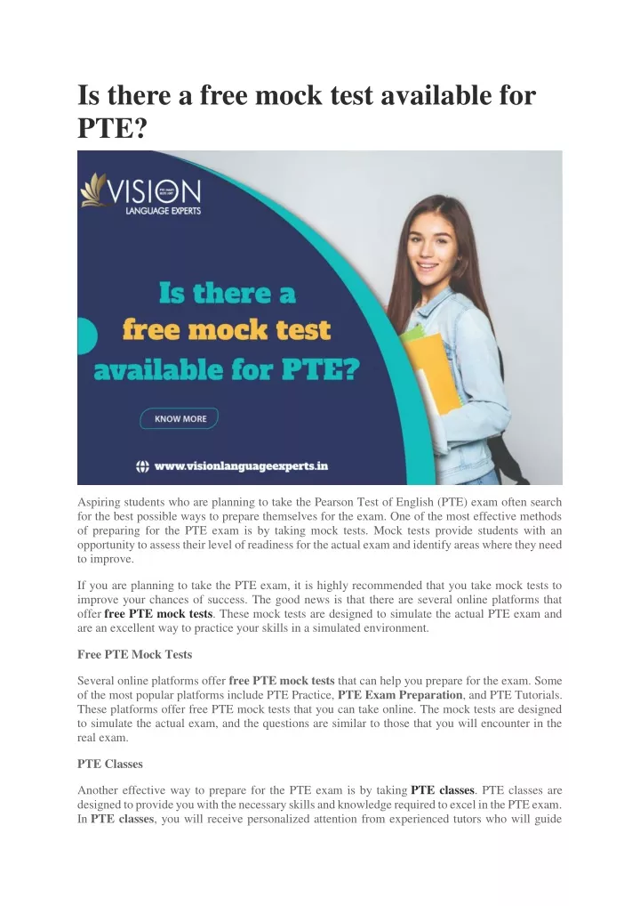 is there a free mock test available for pte