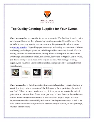 Top Quality Catering Supplies for Your Events