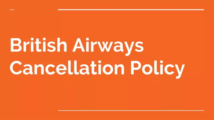 british airways cancellation policy