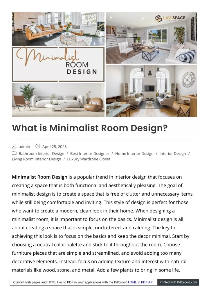 what is minimalist room design