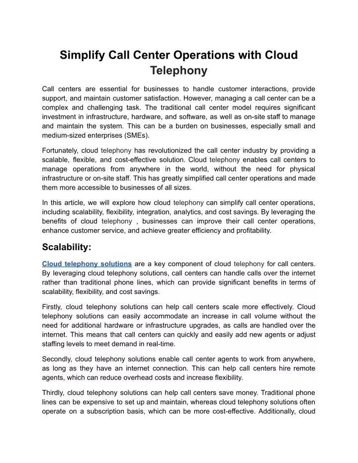 simplify call center operations with cloud