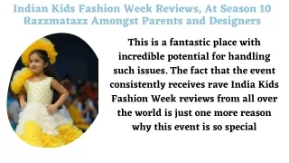 India Kids Fashion Week Reviews, At Season 10 Razzmatazz Amongst Parents and Designers (1)