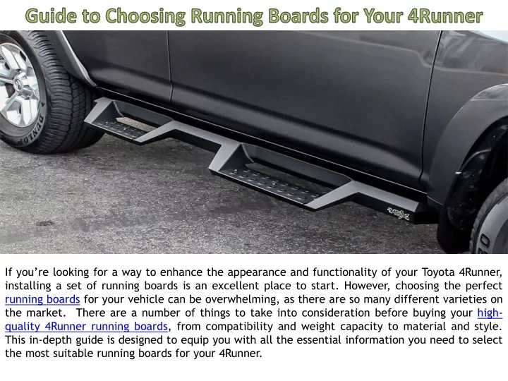 guide to choosing running boards for your 4runner