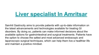 Liver specialist In Amritsar- Sarvhit Gastrocity