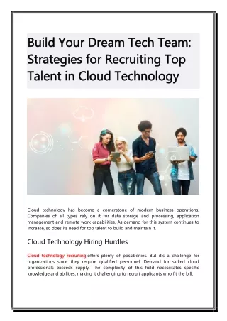 Build Your Dream Tech Team - Strategies for Recruiting Top Talent in Cloud Technology