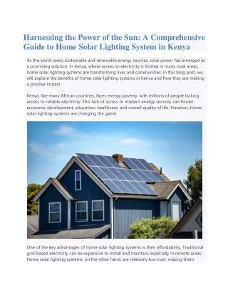 Harnessing the Power of the Sun : Guide to Home Solar Lighting System
