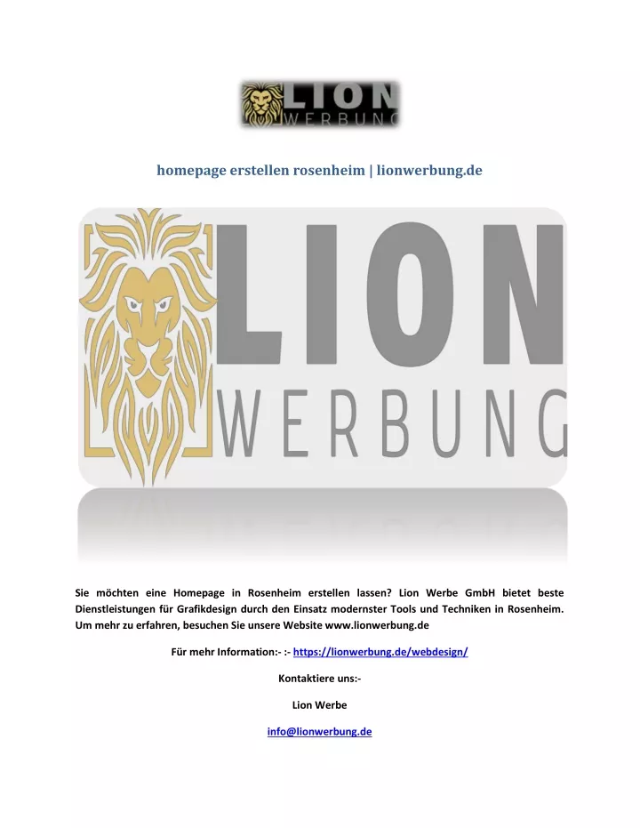 homepage erstellen rosenheim lionwerbung de
