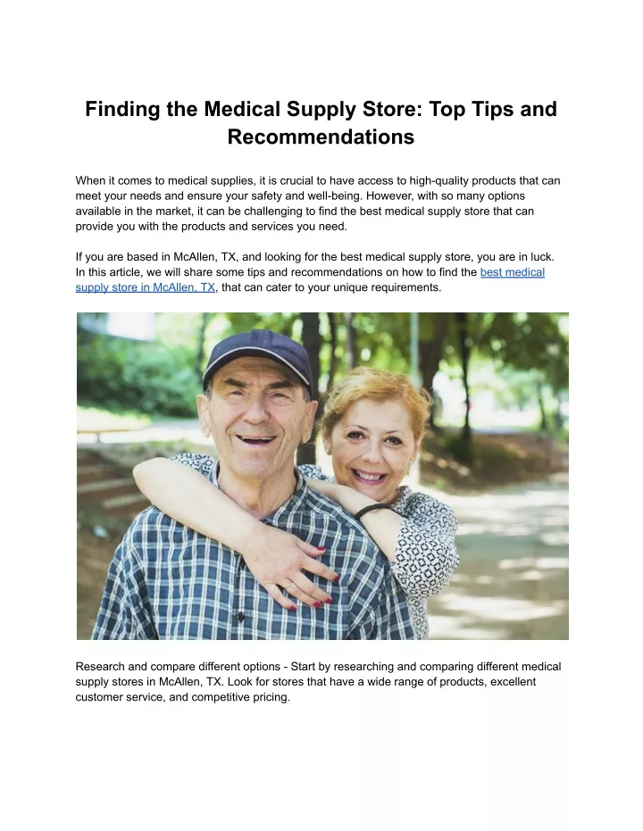 finding the medical supply store top tips