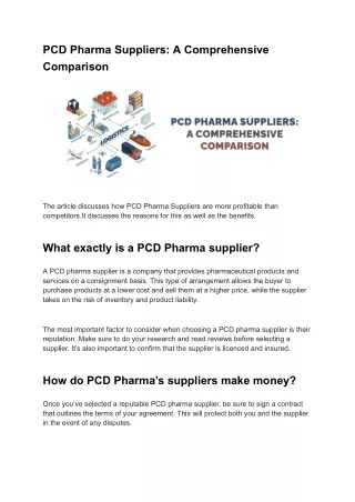 PCD Pharma Suppliers_ A Comprehensive Comparison