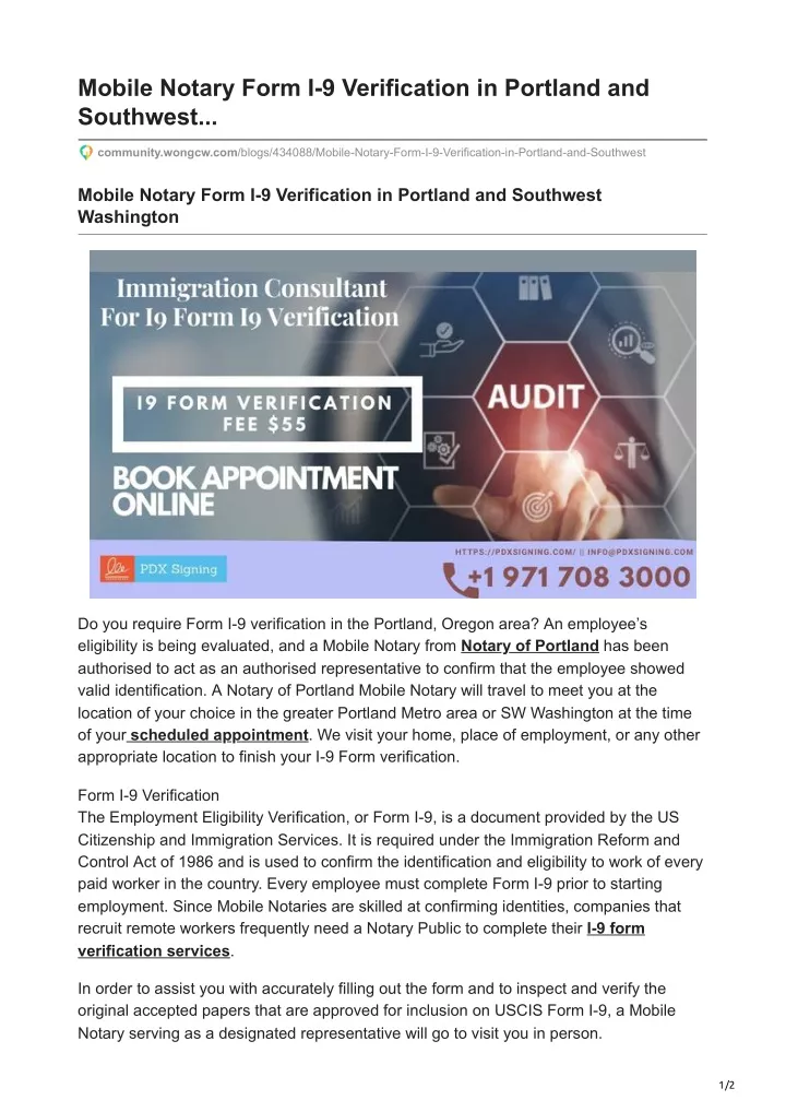 mobile notary form i 9 verification in portland