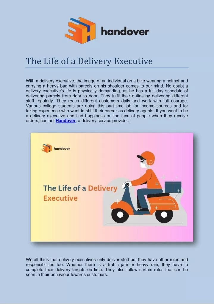 the life of a delivery executive