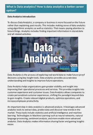 what is data analytics how is data analytics
