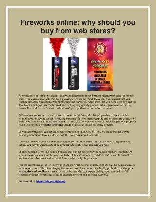 Fireworks online: why should you buy from web stores?