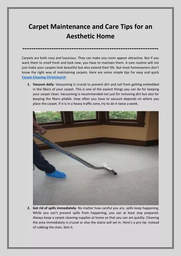carpet maintenance and care tips for an aesthetic