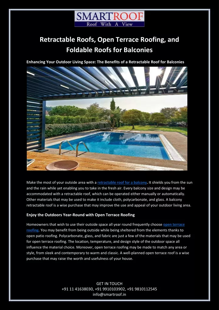 retractable roofs open terrace roofing