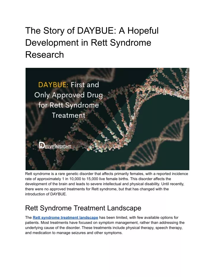 the story of daybue a hopeful development in rett