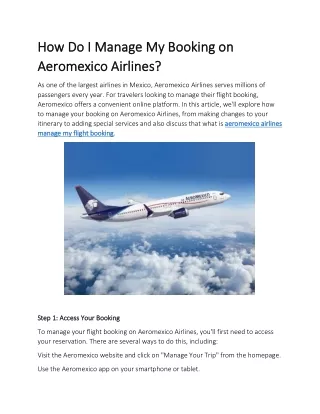 How Do I Manage My Booking on Aeromexico Airlines