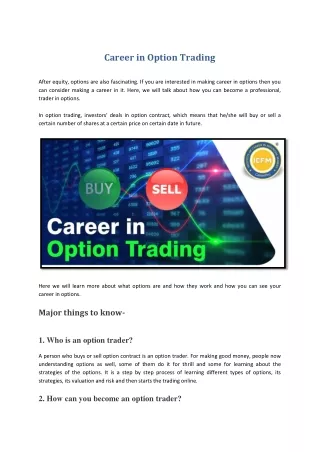 Career in Option Trading | Options Trading Course - icfmindia