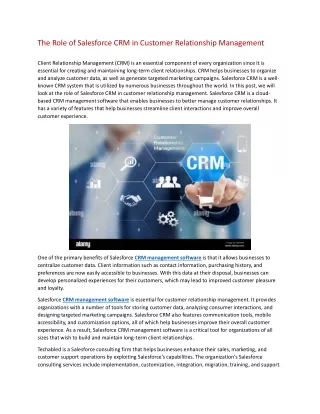 The Role of Salesforce CRM in Customer Relationship Management
