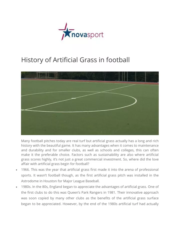 history of artificial grass in football