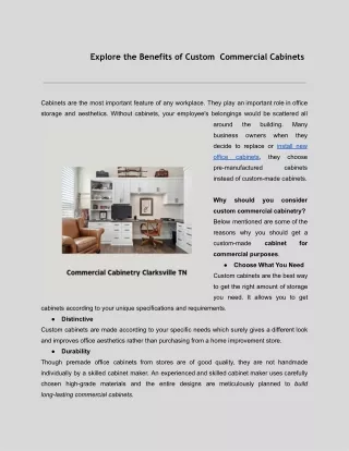 Explore the Benefits of Custom  Commercial Cabinets