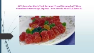 ACV Gummies Shark Tank Reviews