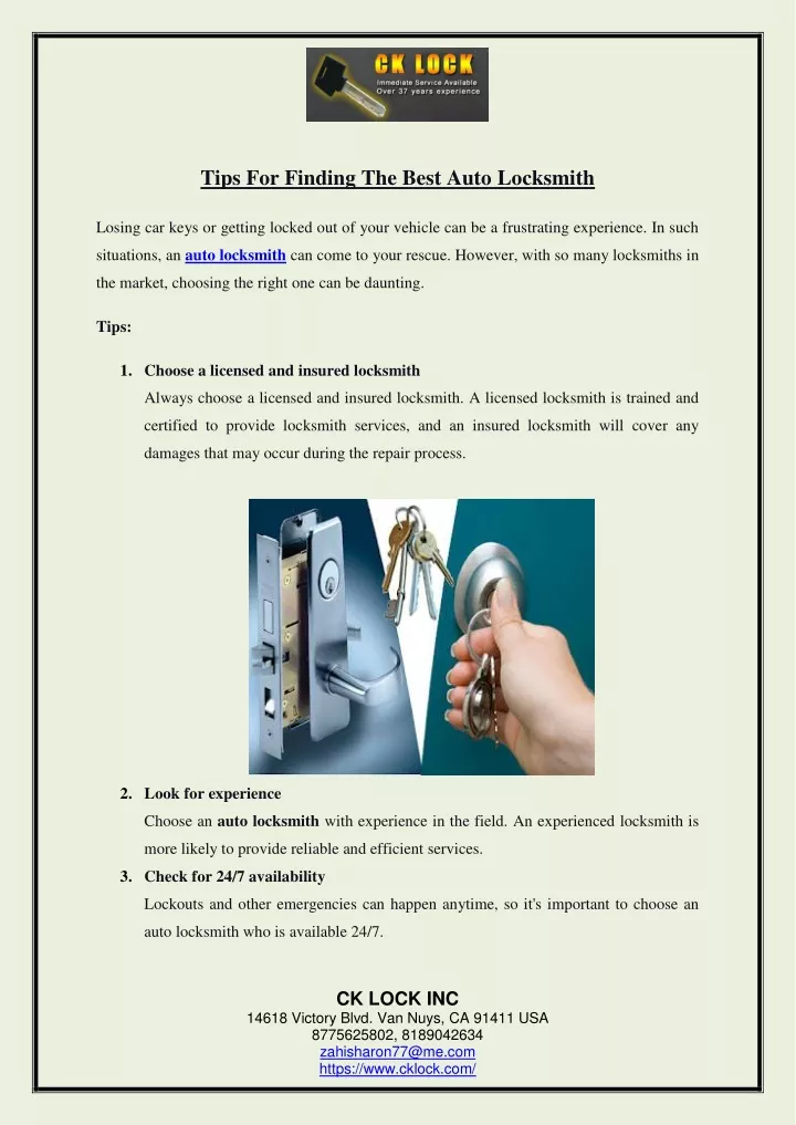 tips for finding the best auto locksmith