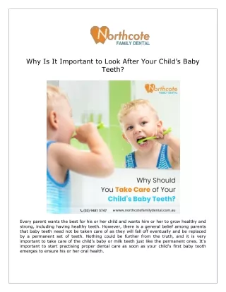 Why Is It Important to Look After Your Child’s Baby Teeth