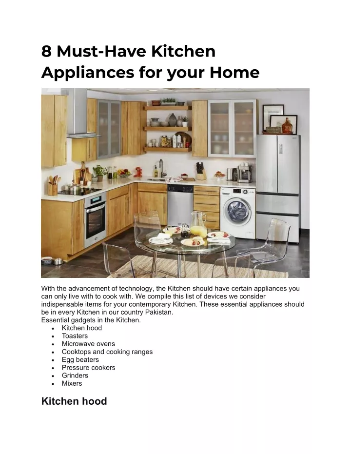 8 must have kitchen appliances for your home