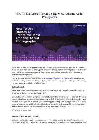 how to use drones to create the most amazing