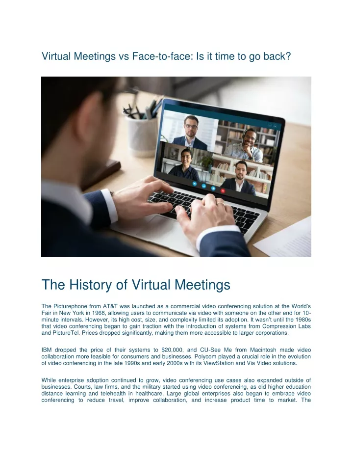 virtual meetings vs face to face is it time